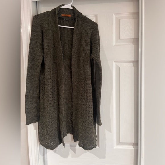 Sweaters - Women's Olive Green Open Front Sweater